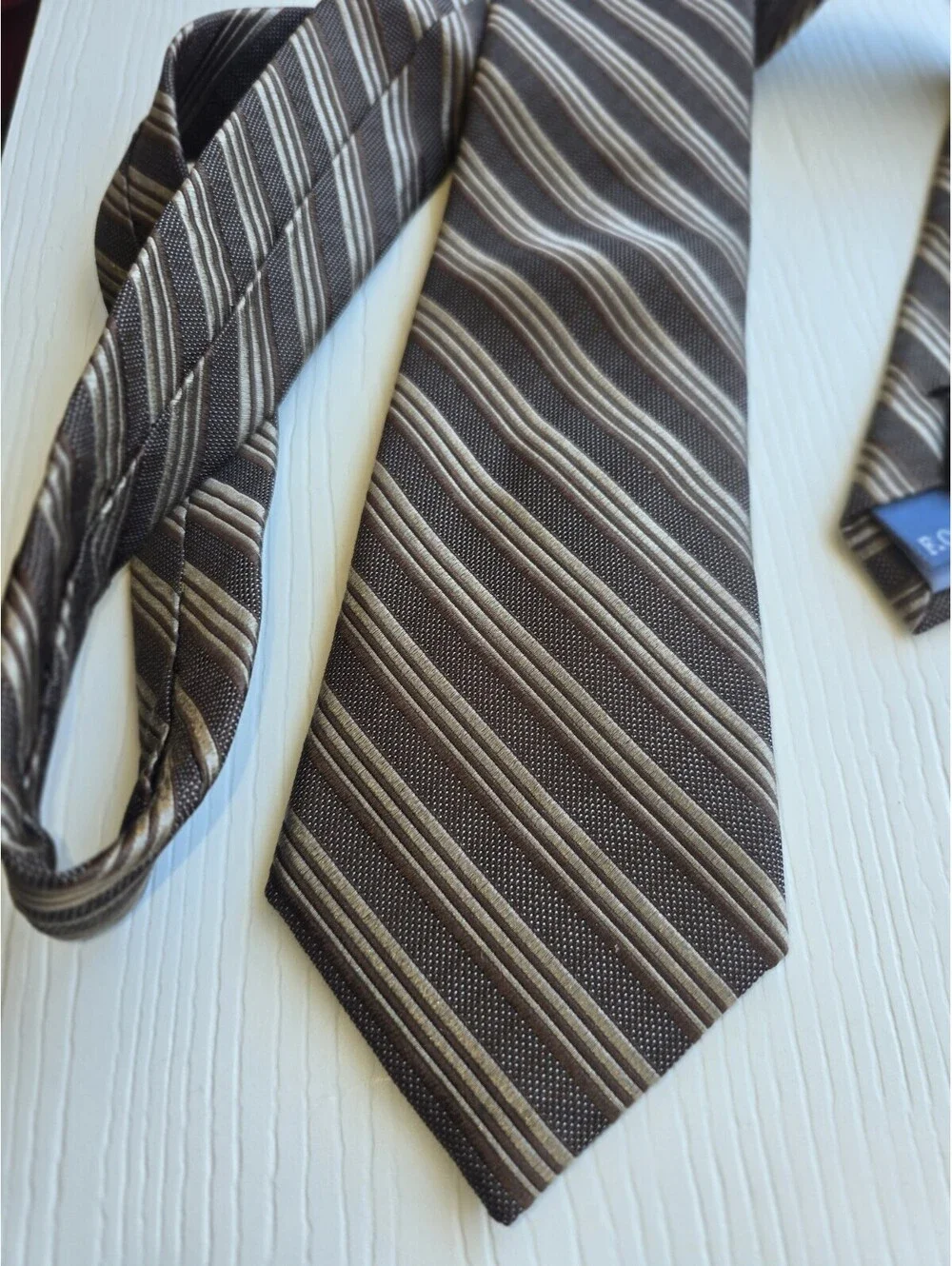 Forsyth F.O.G. Brown Striped Silk Necktie Classic Men's Tie